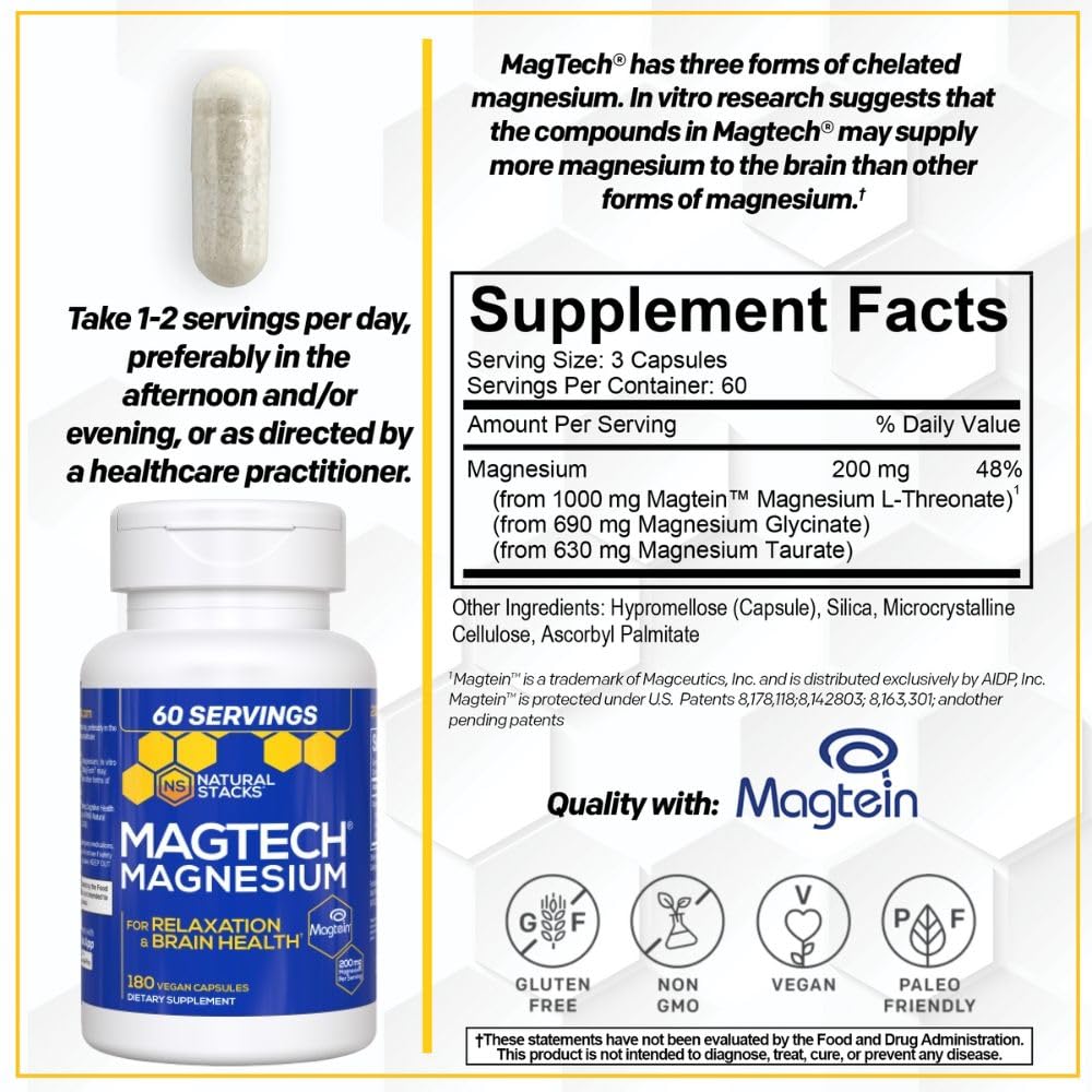 Natural Stacks MagTech label detail with three magnesium forms described