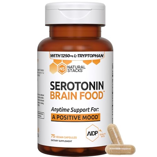 Natural Stacks Serotonin Brain Food label close up highlights ingredients