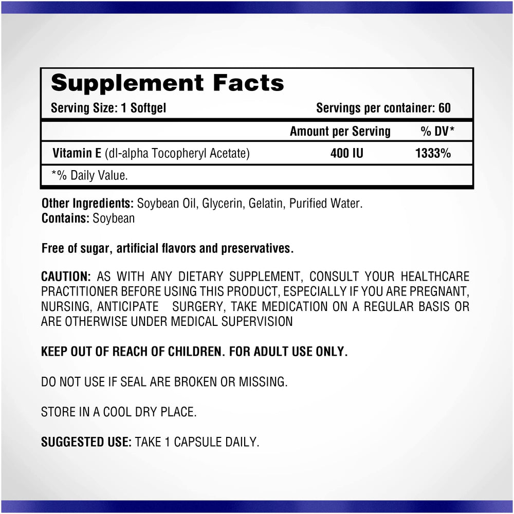 Natural Systems Vitamin E 60 Softgels bottle front showing compact daily supplement.