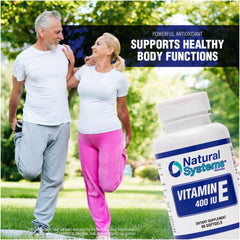Natural Systems Vitamin E 60 Softgels capsule detail highlighting non sugar formula.