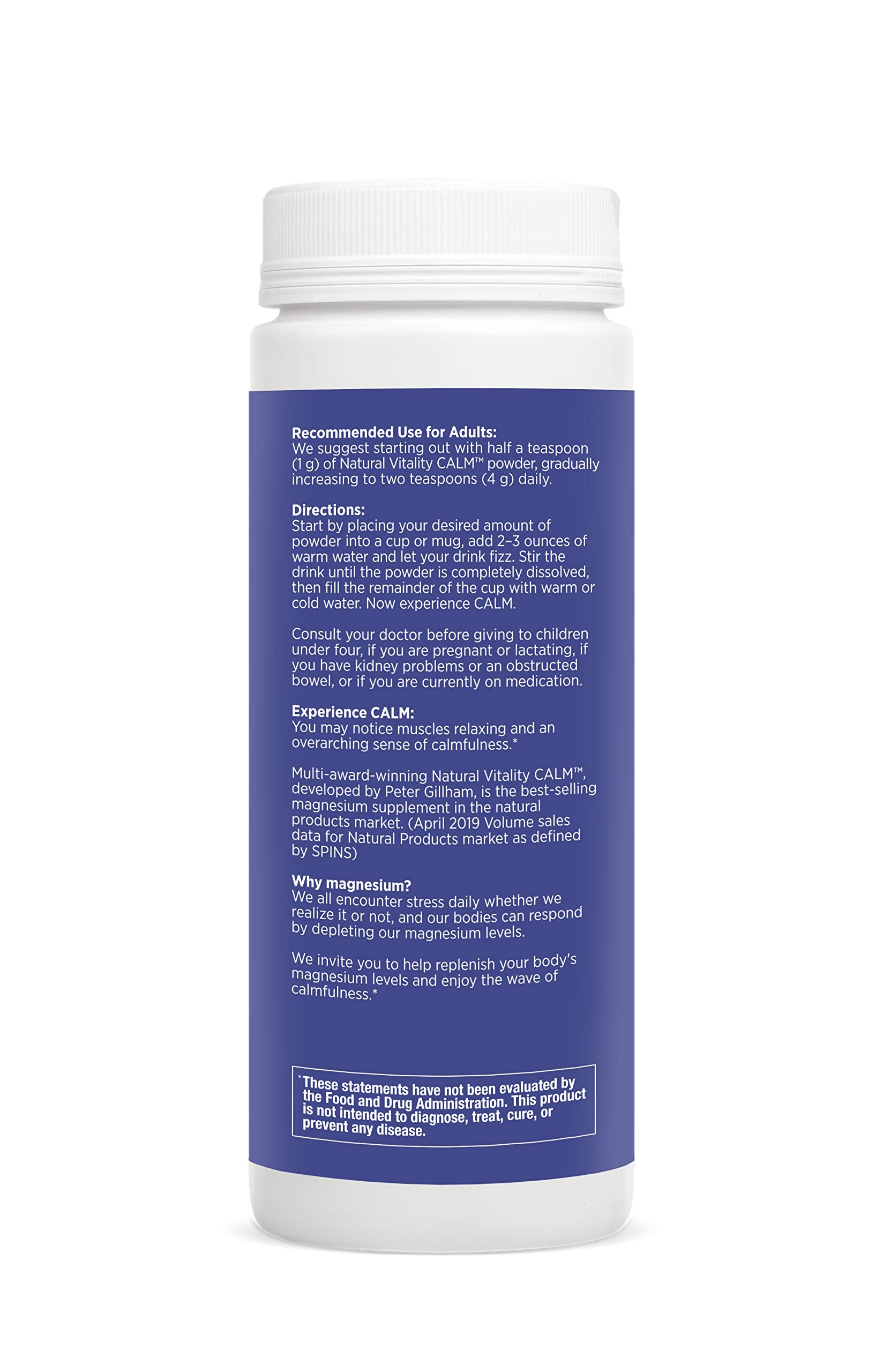 Natural Vitality Calm lemon bottle ready to mix for a relaxing beverage