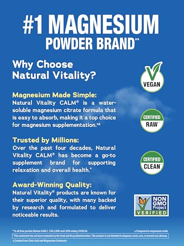 Natural Vitality CALM powder dissolving in water in a tall glass.