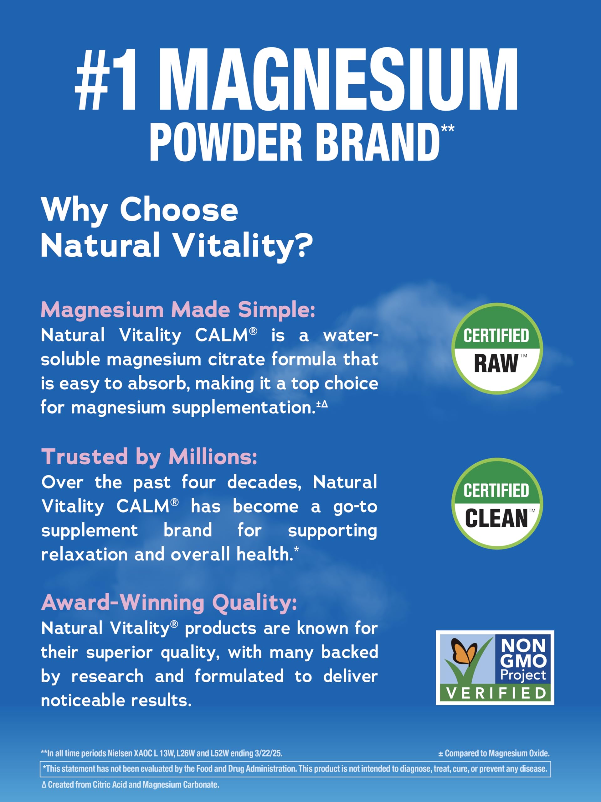 Natural Vitality CALM gluten-free vegan label on packaging.