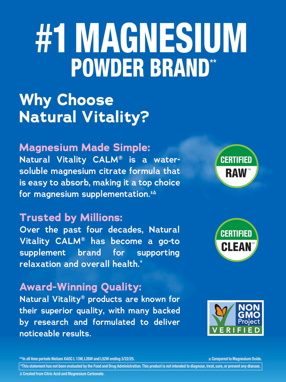 Natural Vitality CALM gluten-free vegan label on packaging.