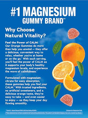 Natural Vitality CALM gummies texture showing soft bite and orange flavor.