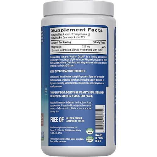 Natural Vitality CALM magnesium powder scoop showing easy daily dose
