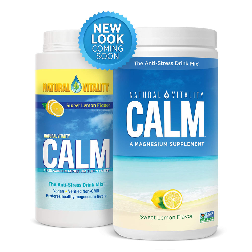 Natural Vitality Calm measuring spoon shows precise dosing for routine use
