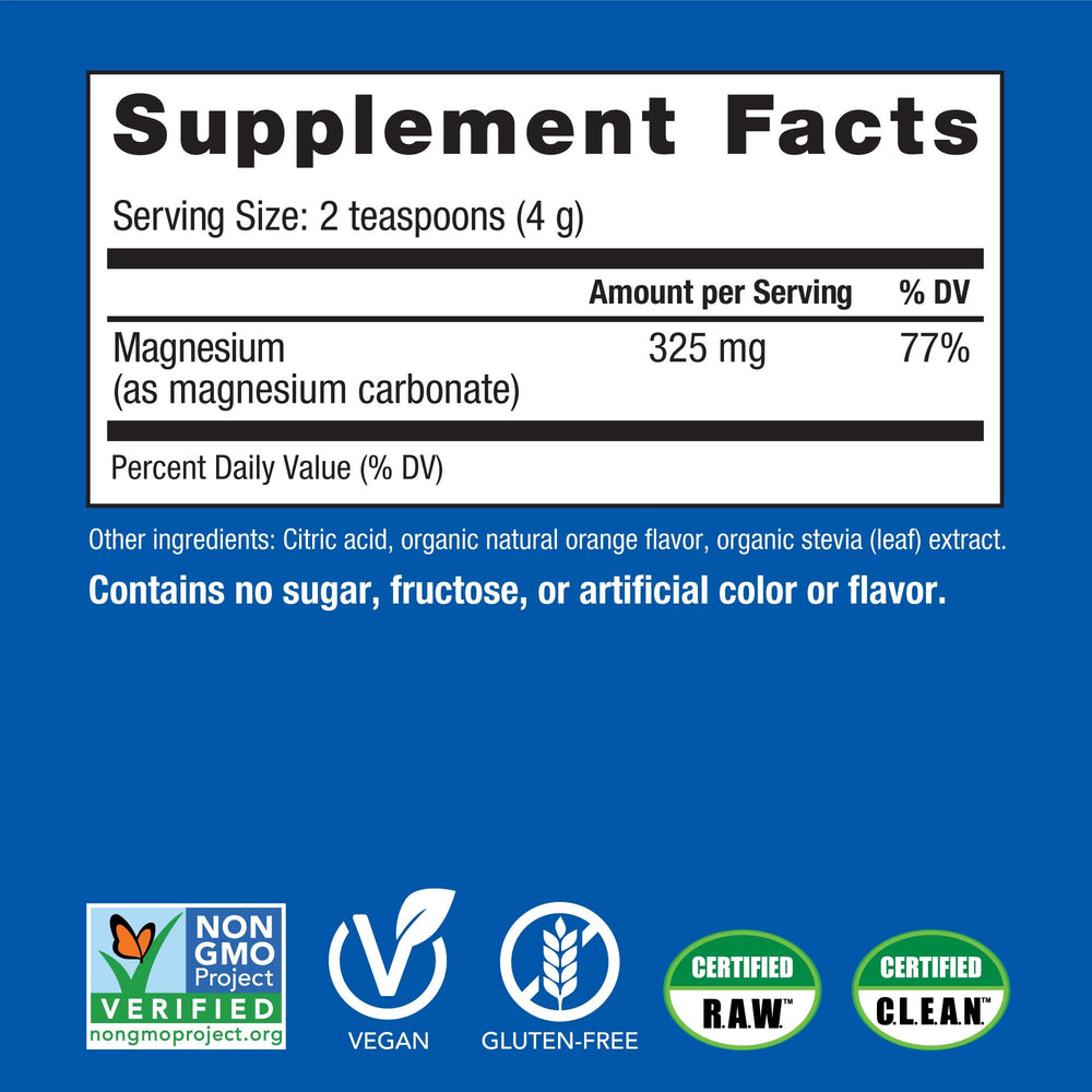 Natural Vitality CALM orange bottle label close-up.