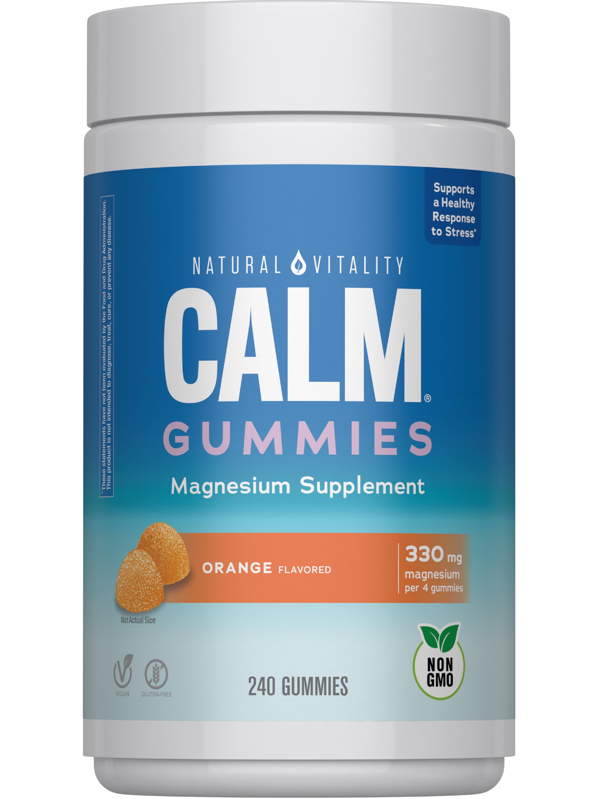 Natural Vitality CALM orange gummies for daily stress support.