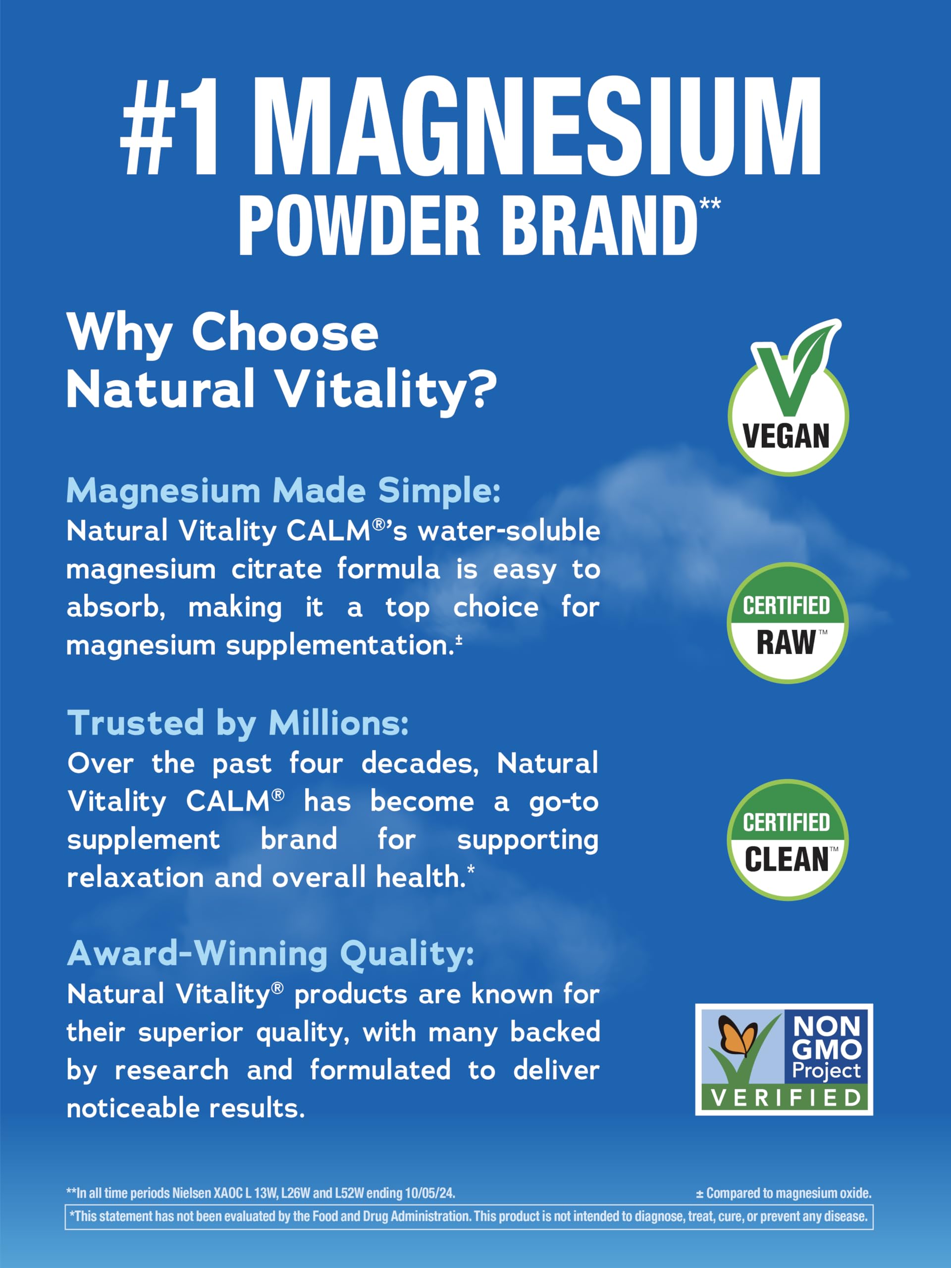 Natural Vitality Calm original glass with fizz showing an easy, calming drink