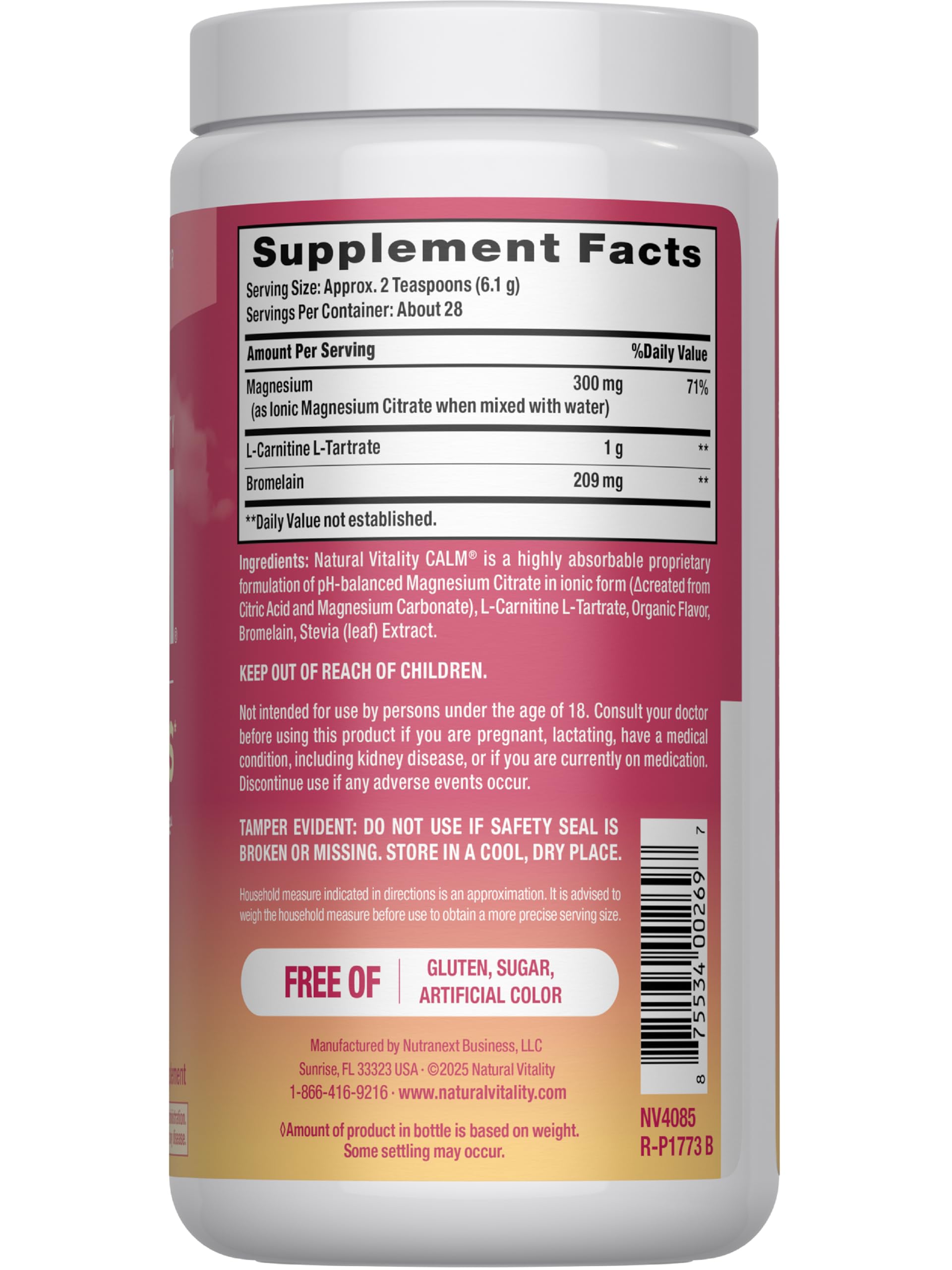 Natural Vitality Calm Specifics Muscles dissolving powder in water after a workout