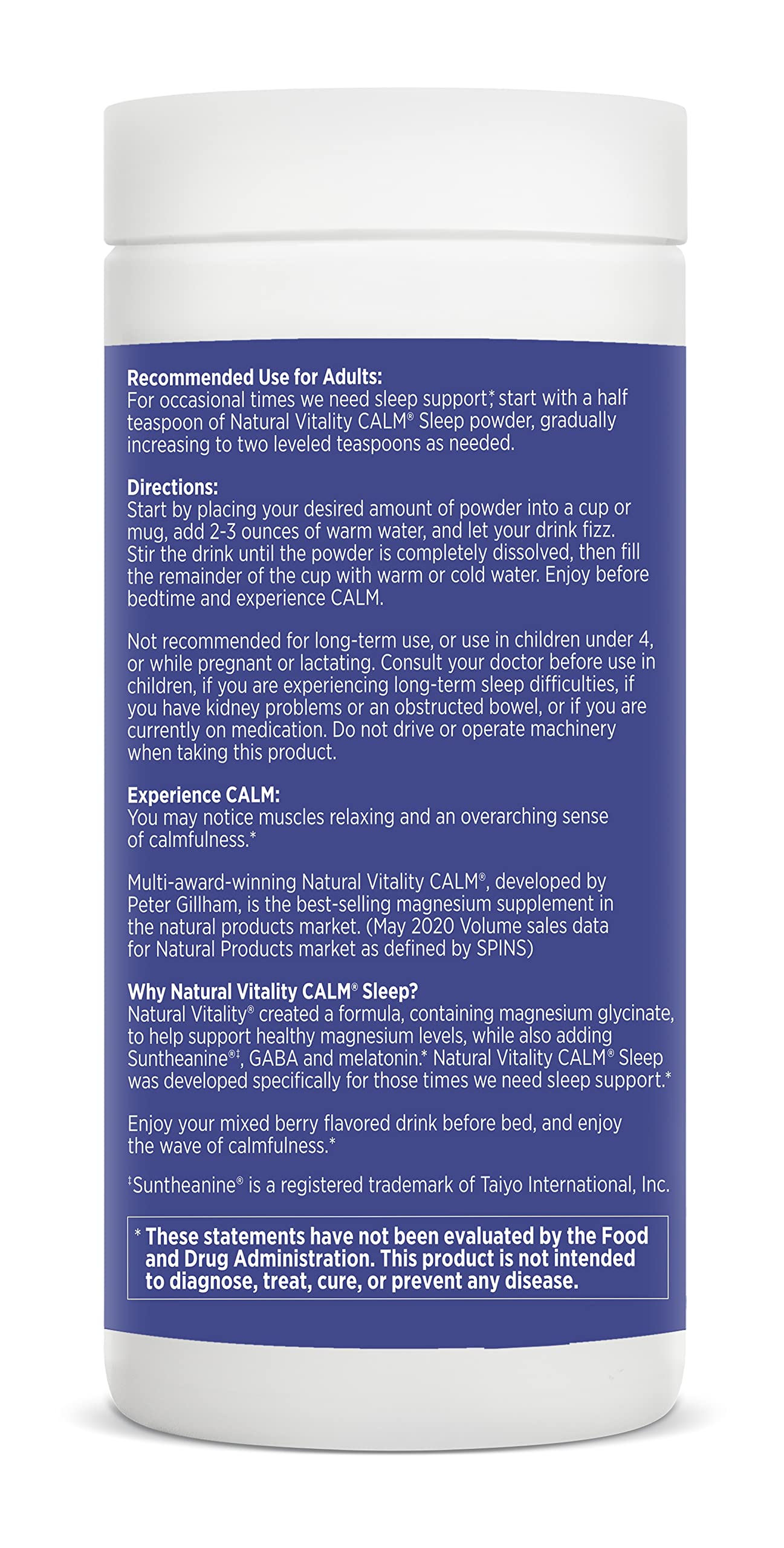 Scoop and water mix of Natural Vitality Calmful Sleep for a calming routine.