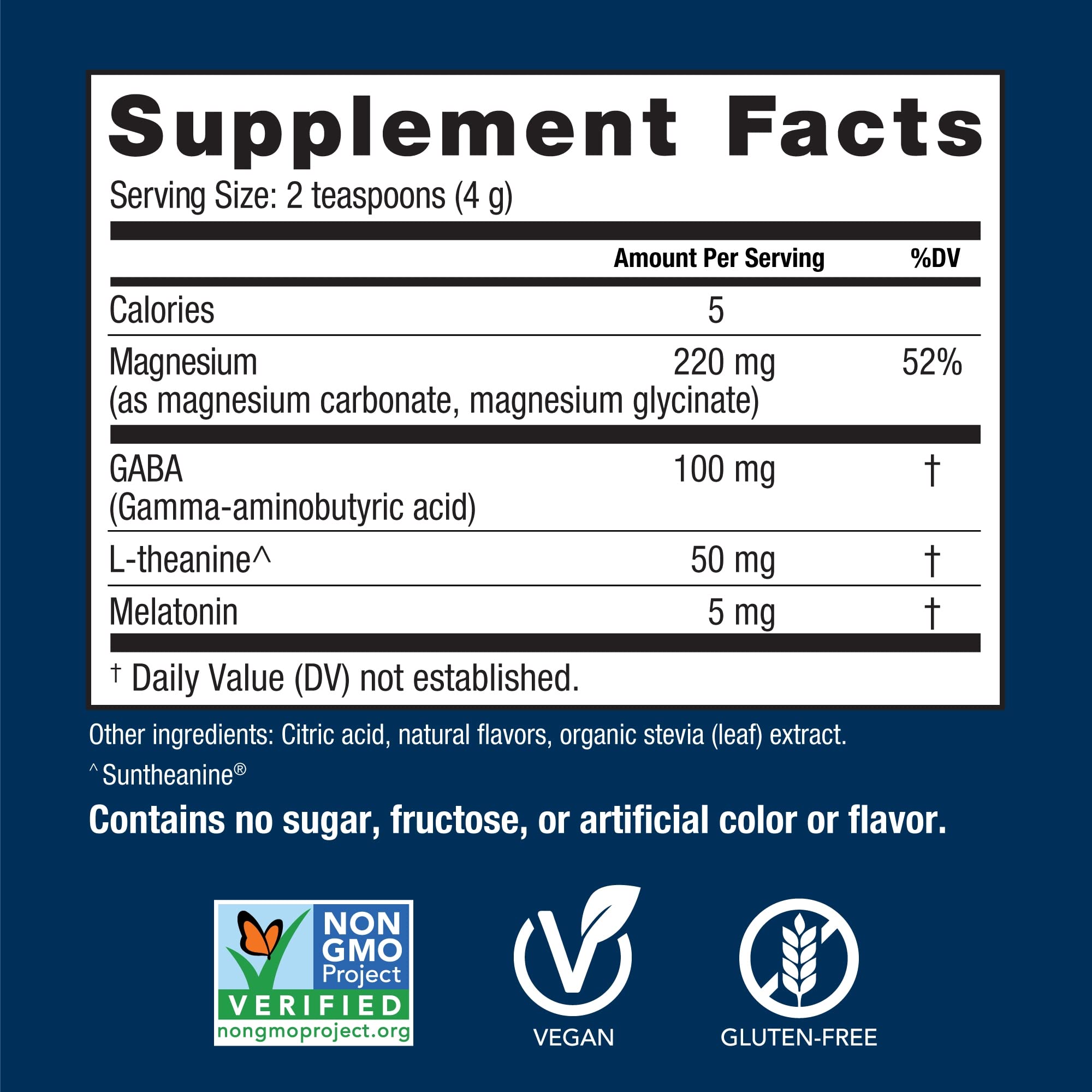 Calmful Sleep packaging highlights vegan, GMO-free, gluten-free attributes.