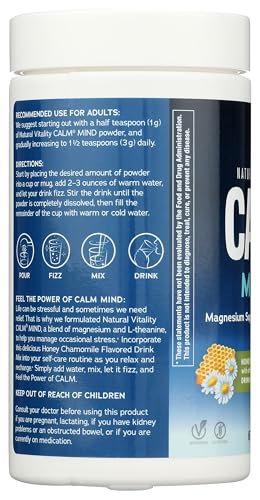 Natural Vitality Honey Chamomile Calm Mind serving idea with tea cup for unwinding.
