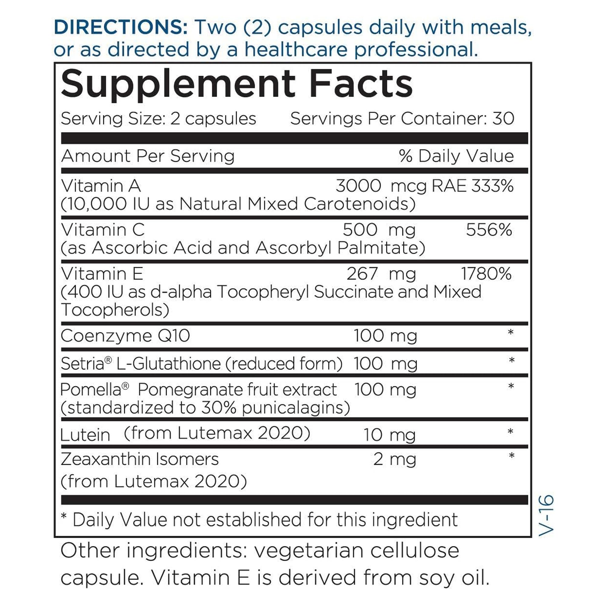 Label showcases multivitamin compatibility and clean formulation.
