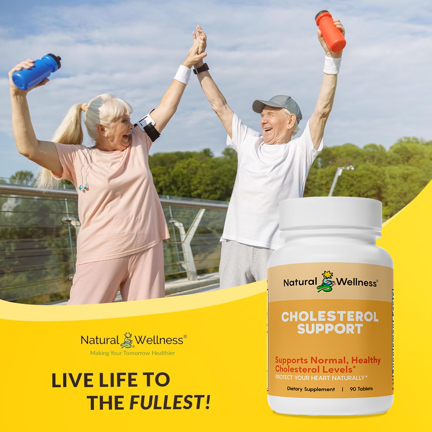 Natural Wellness consumer holding bottle, convenient daily health ritual.