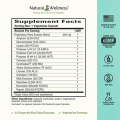 Natural Wellness Digestive Enzymes capsules closeup of vegetarian capsules
