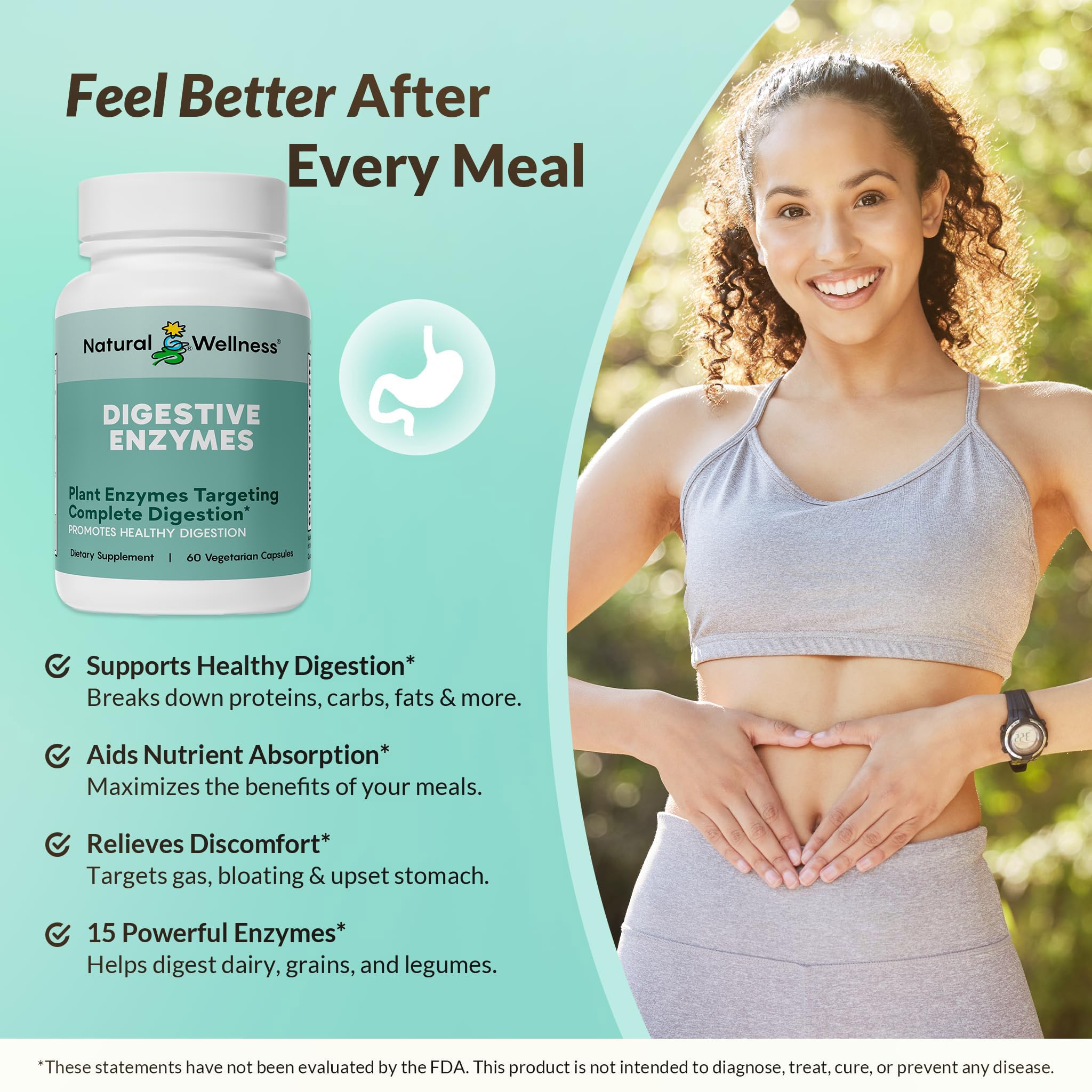 Natural Wellness Digestive Enzymes ingredients label details broad support
