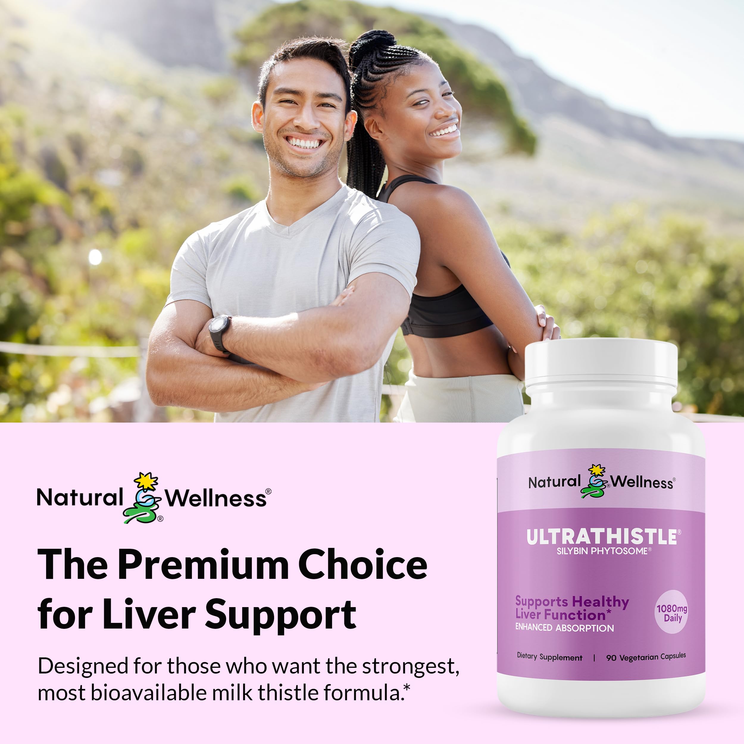 Natural Wellness herbal liver support scene on bright kitchen shelf.