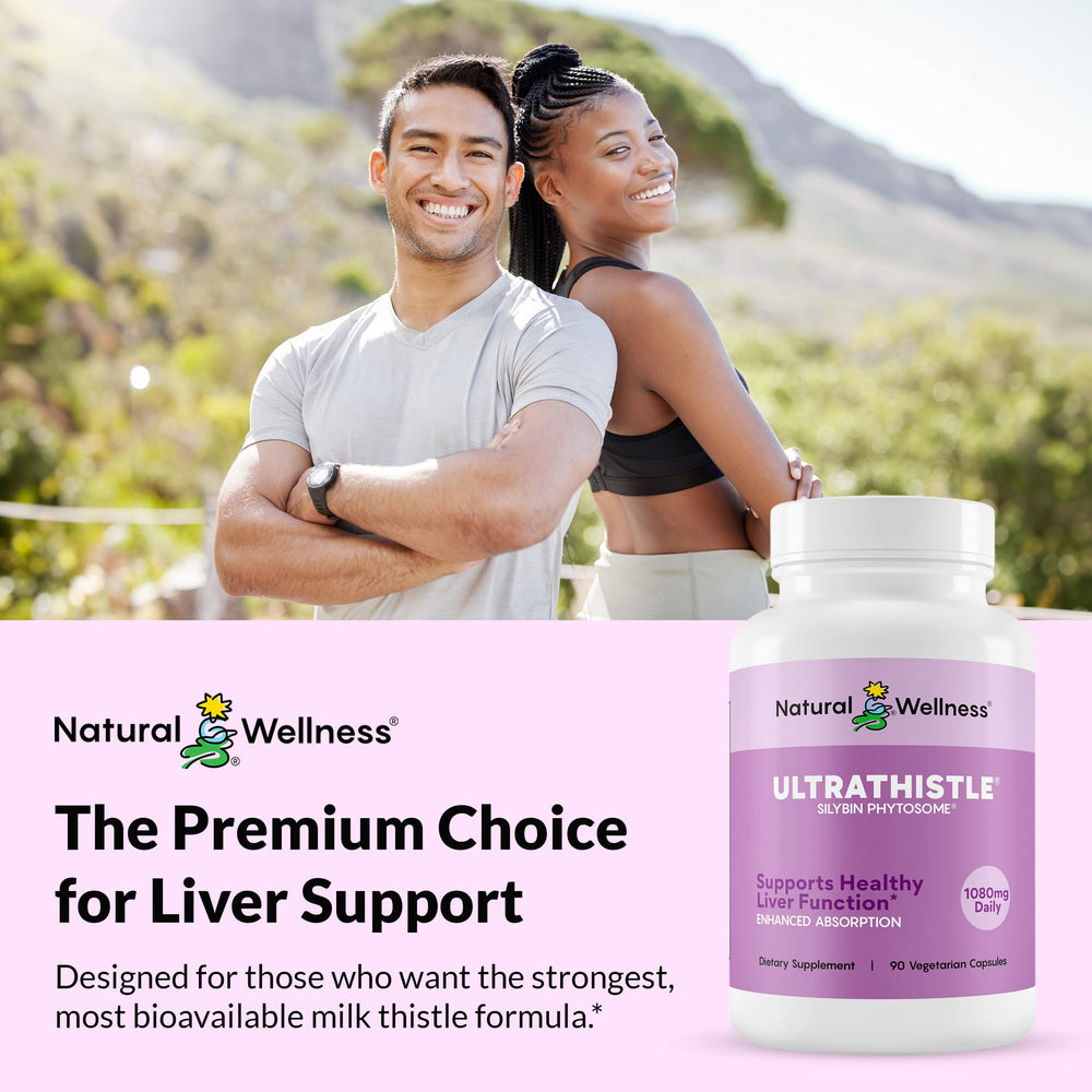 Natural Wellness herbal liver support scene on bright kitchen shelf.