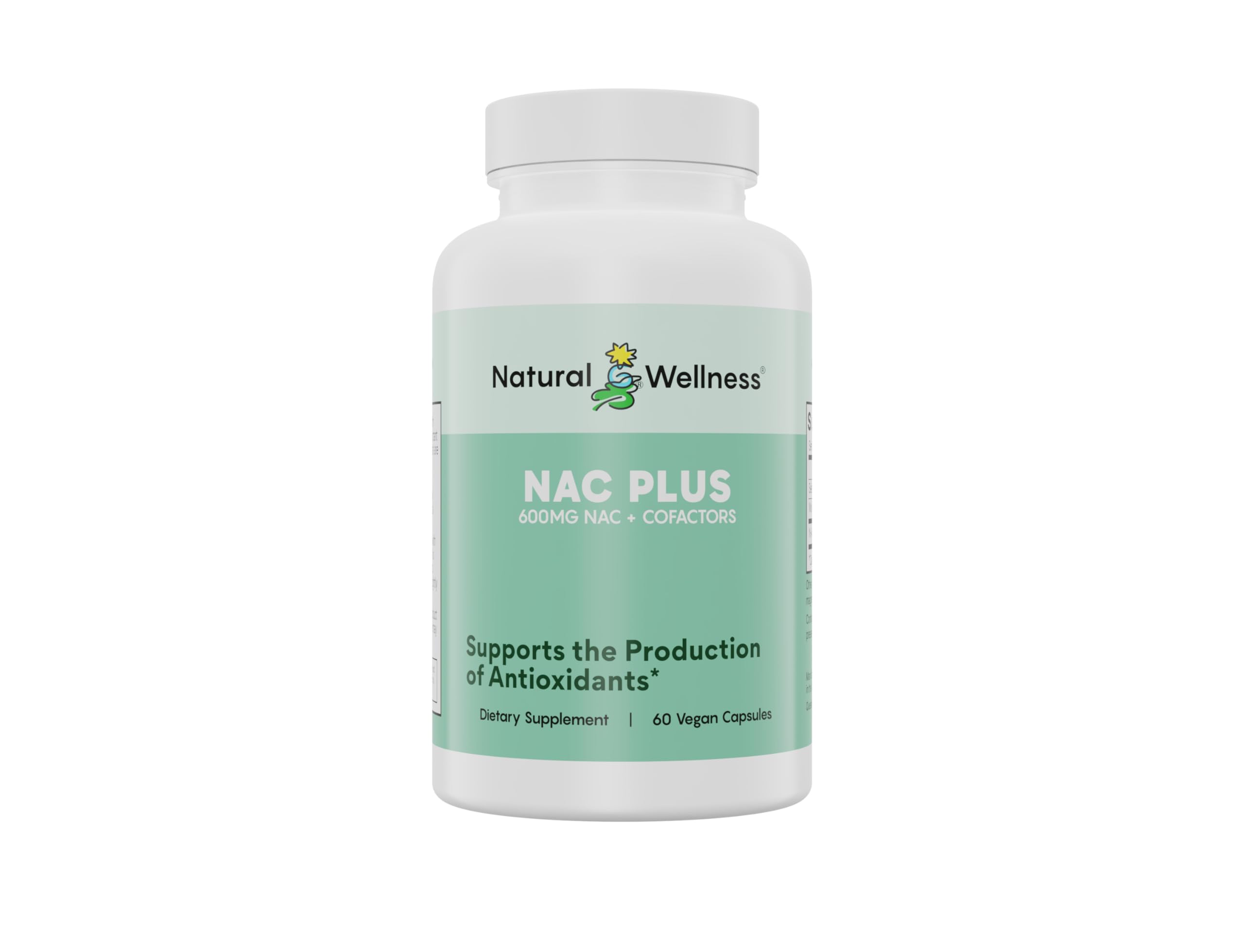Natural Wellness NAC Plus bottle showcasing 600mg NAC for antioxidant support and daily resilience.