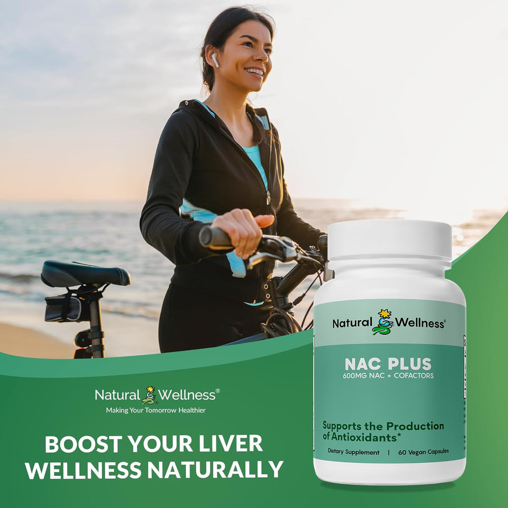 Natural Wellness NAC Plus packaging on shelf illustrating daily antioxidant support routine.
