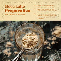 NaturaleBio Maca Powder with scoop for easy serving.