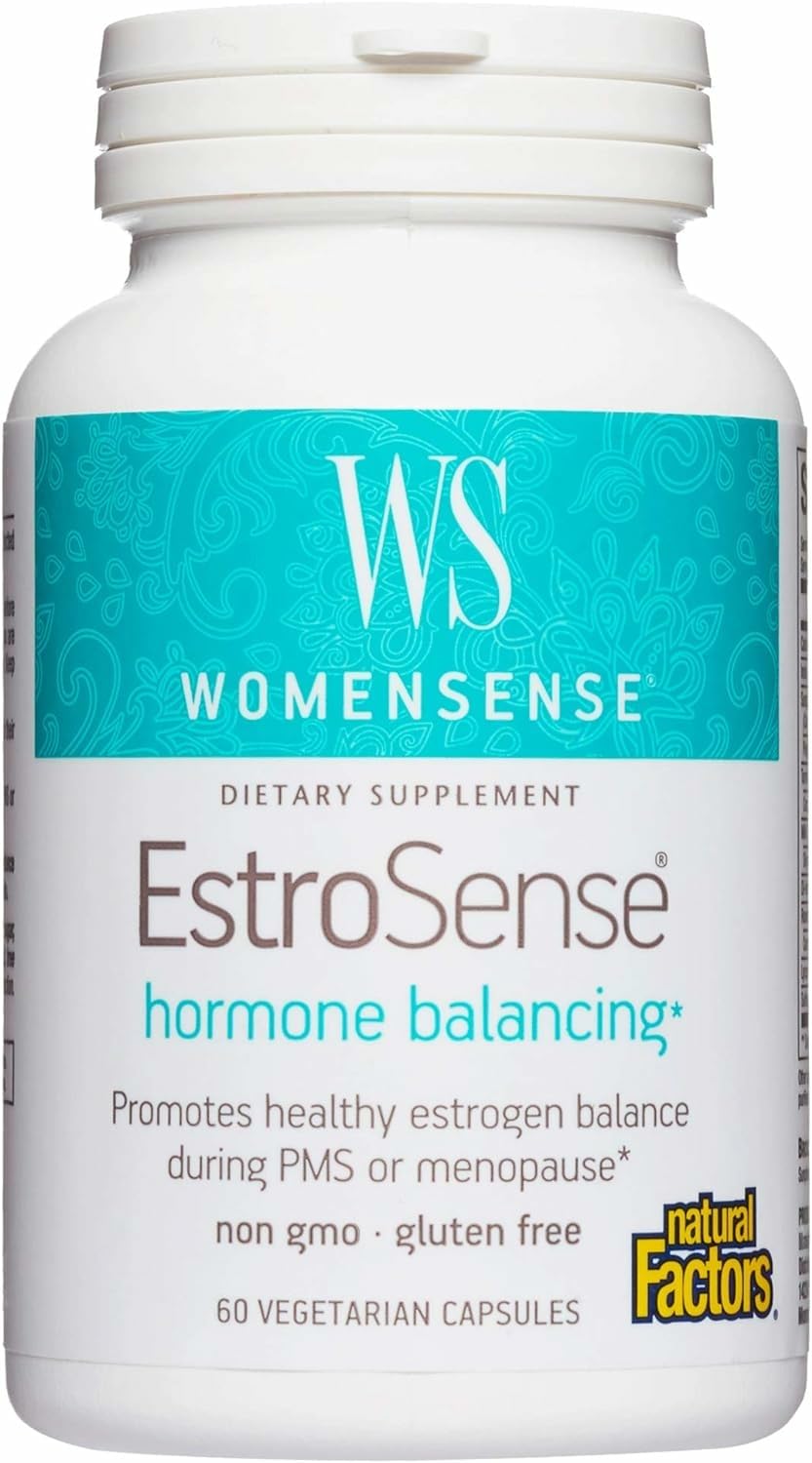 Natural Factors EstroSense bottle front for hormone balance support.