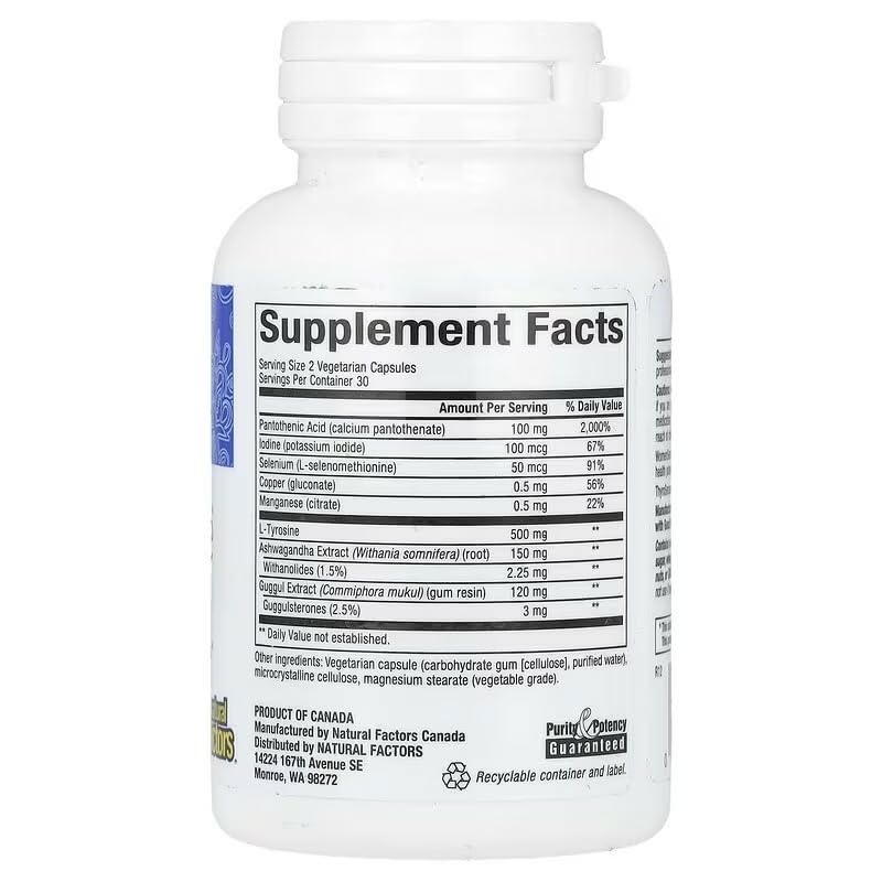 Natural Factors ThyroSense capsules ready for daily use in a thyroid-support routine.