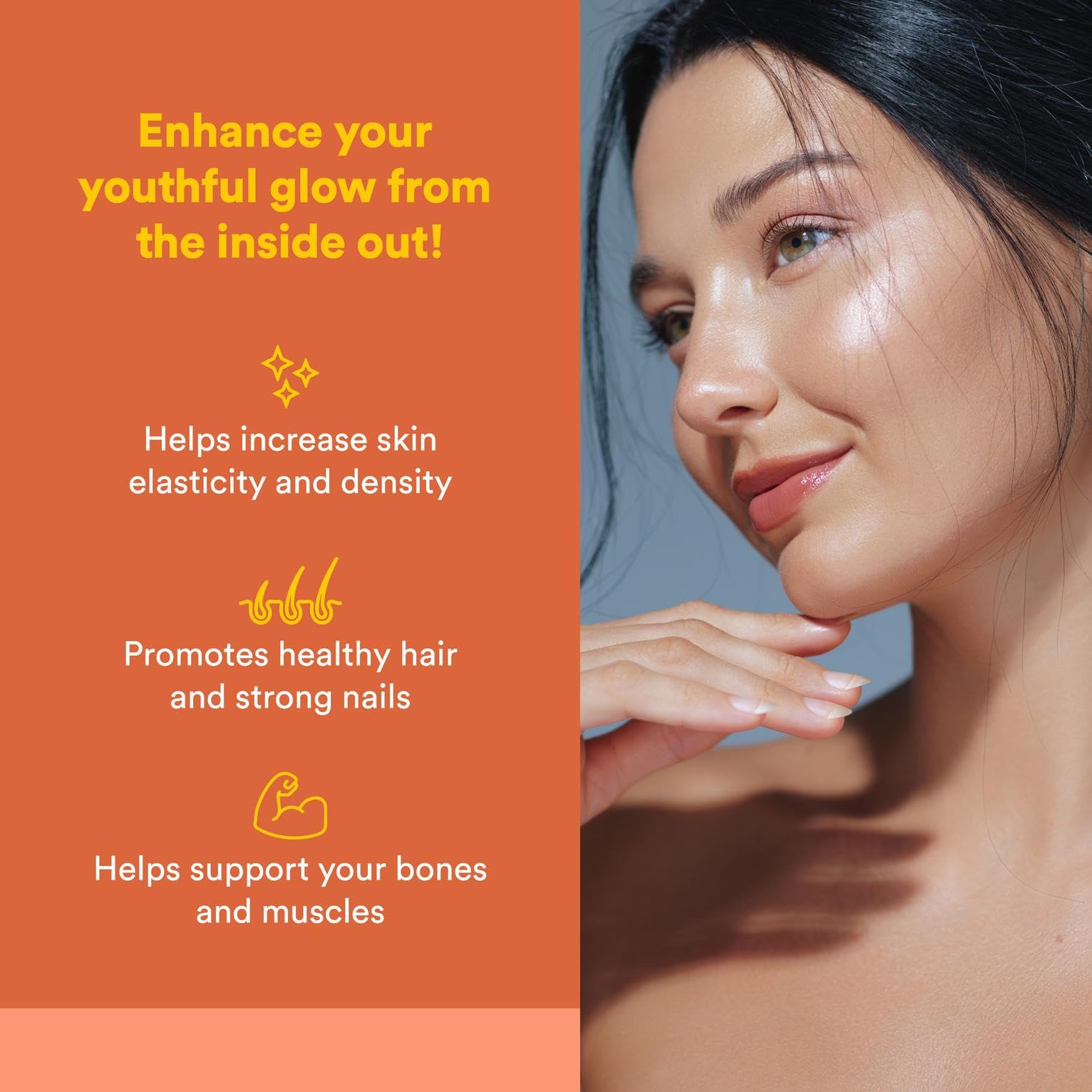 Natural Factors Total Body Multi Collagen powder dispense highlighting easy scoop use