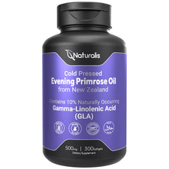 Naturalis Evening Primrose Oil bottle and softgels for convenient daily use.