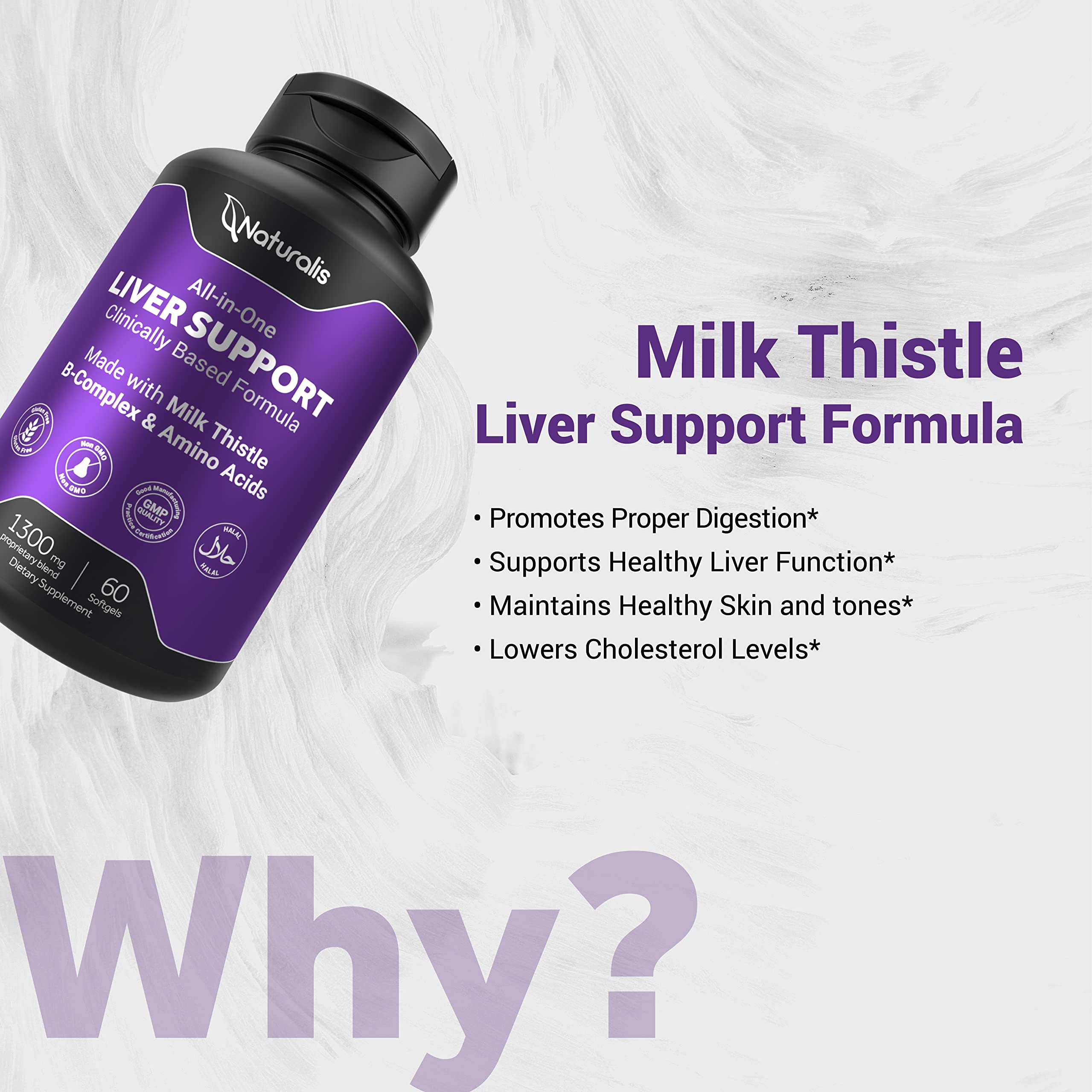 Ingredient shot for Naturalis Silymarin featuring milk thistle and B vitamins