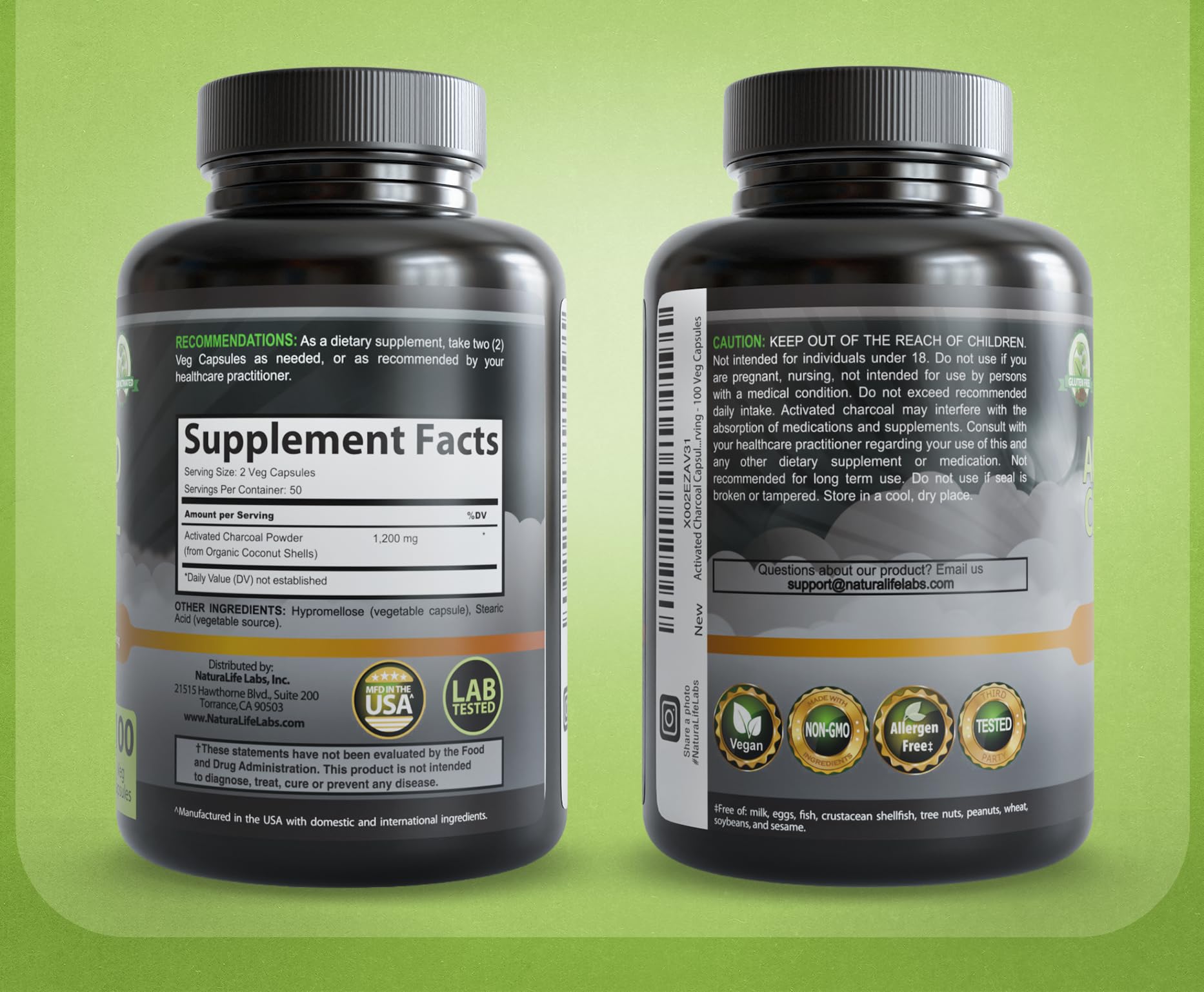 NaturaLife Labs vegan capsules with glass of water for daily intake