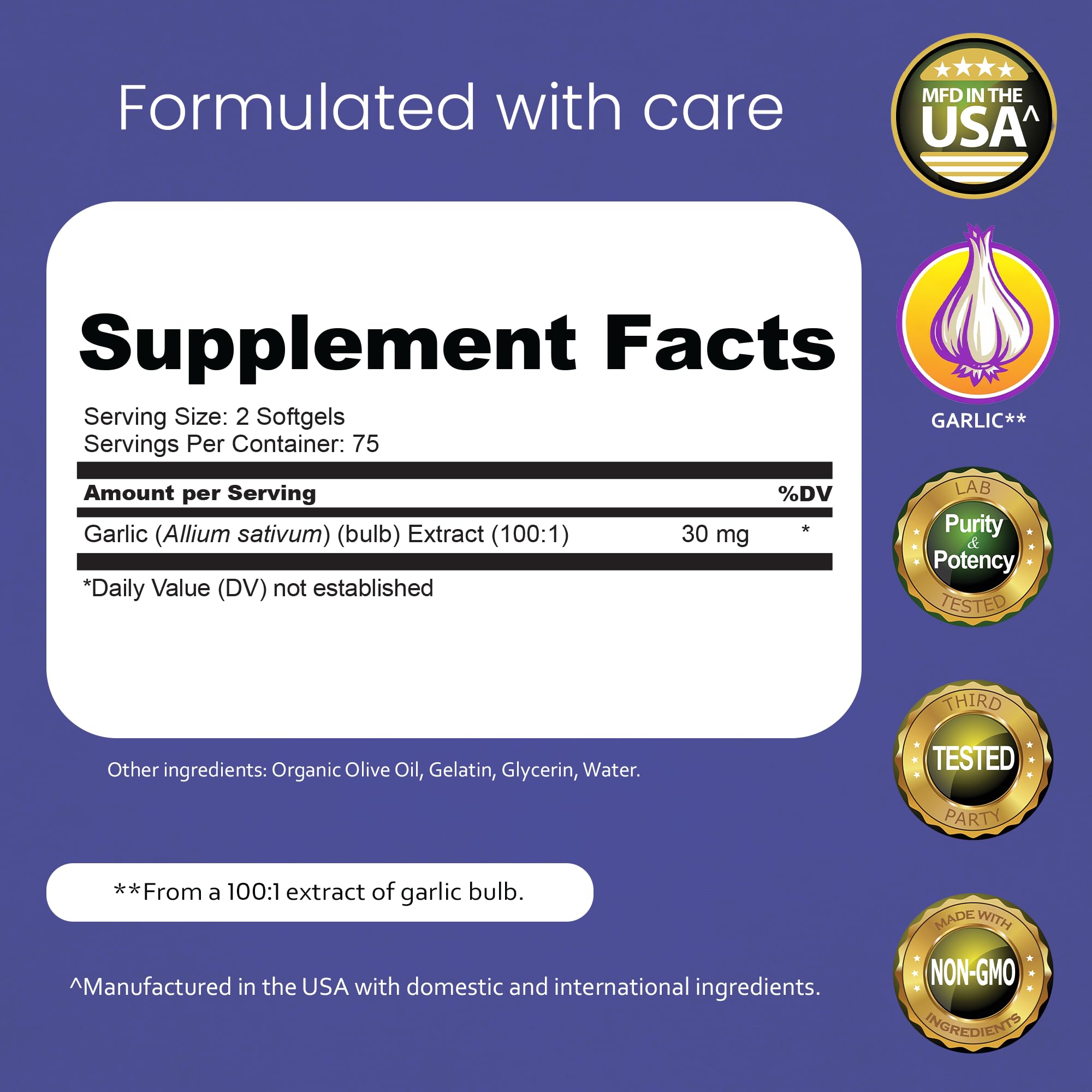 NaturaLife Labs extracto de ajo 30 mg, dosis diaria concentrada.
