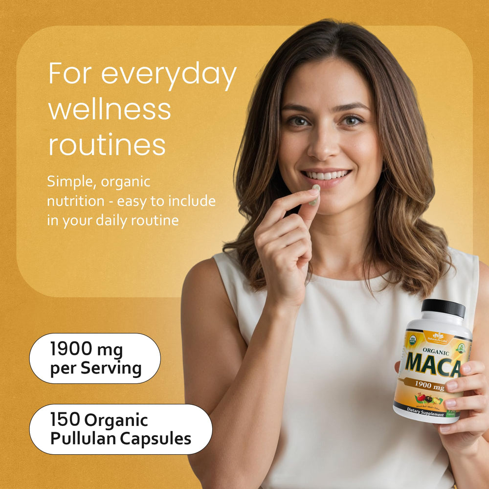 NaturaLife Labs Maca label with GMP-certified seal for trust.