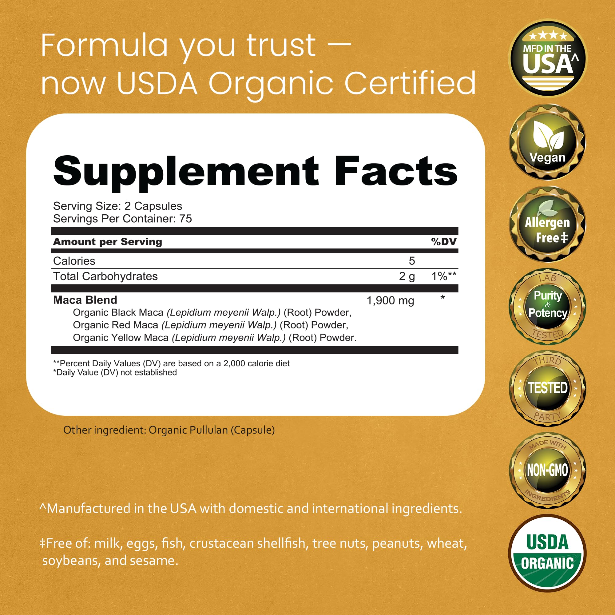 NaturaLife Labs Maca Red bottle back label view with ingredients.