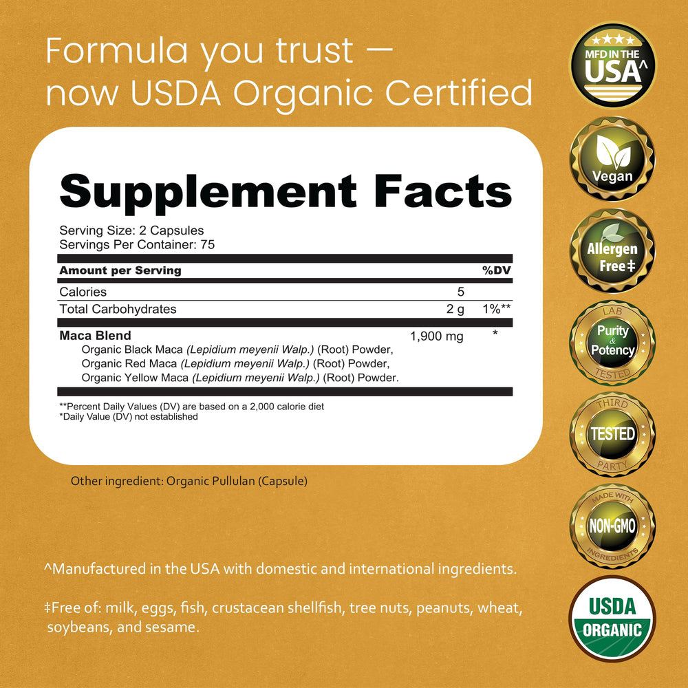 NaturaLife Labs Maca Red bottle back label view with ingredients.