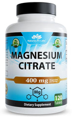 NaturaLife Labs Magnesium Citrate bottle front, convenient daily supplement for vegan diets
