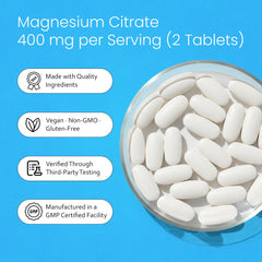 NaturaLife Labs Magnesium Citrate back label shows vegan, non-GMO