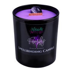Naturally Wicked spellbinding candle with crystal in glossy black jar enriches family rituals