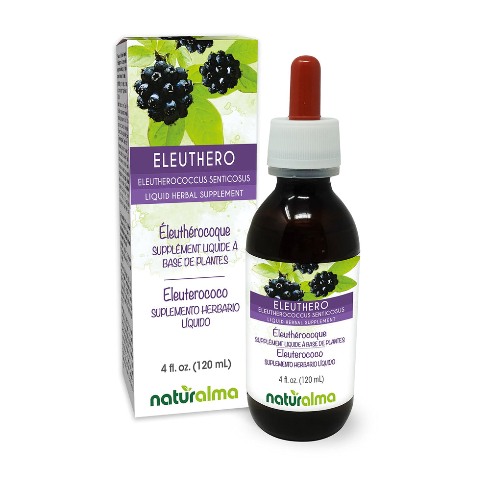 Naturalma Eleuthero tincture bottle with dropper for easy daily dosing.