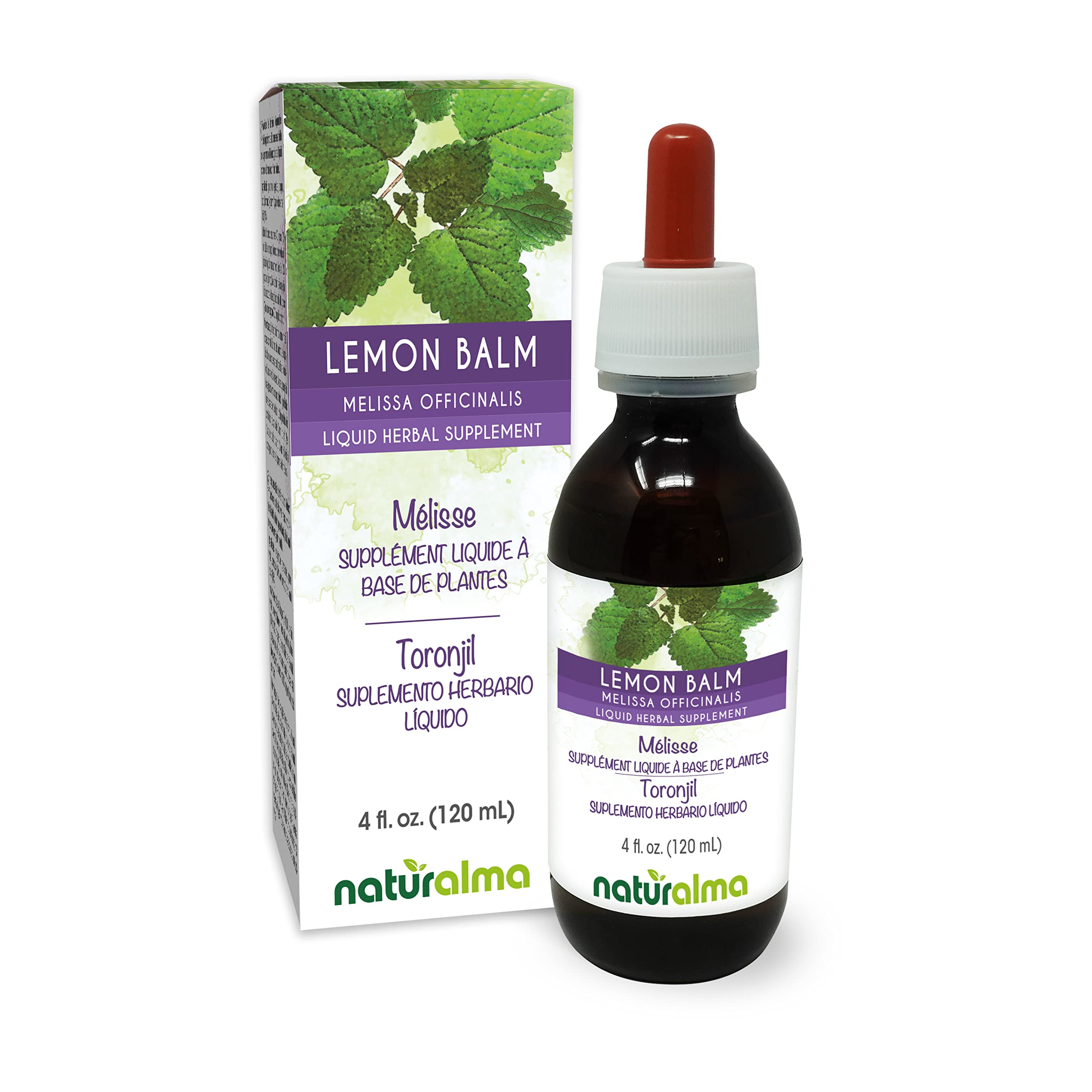 Naturalma lemon balm tincture bottle pour for easy daily drops