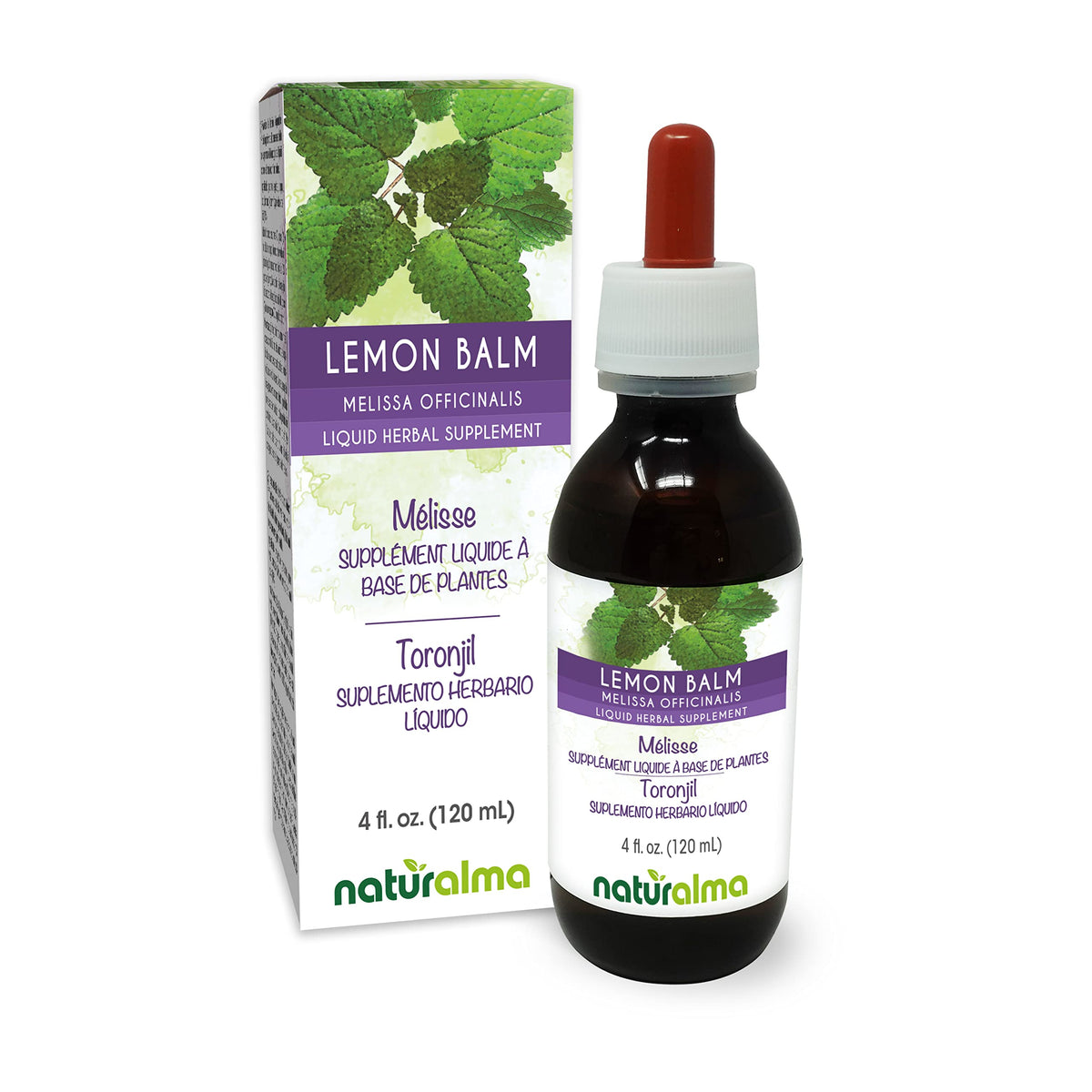 Naturalma lemon balm tincture bottle pour for easy daily drops