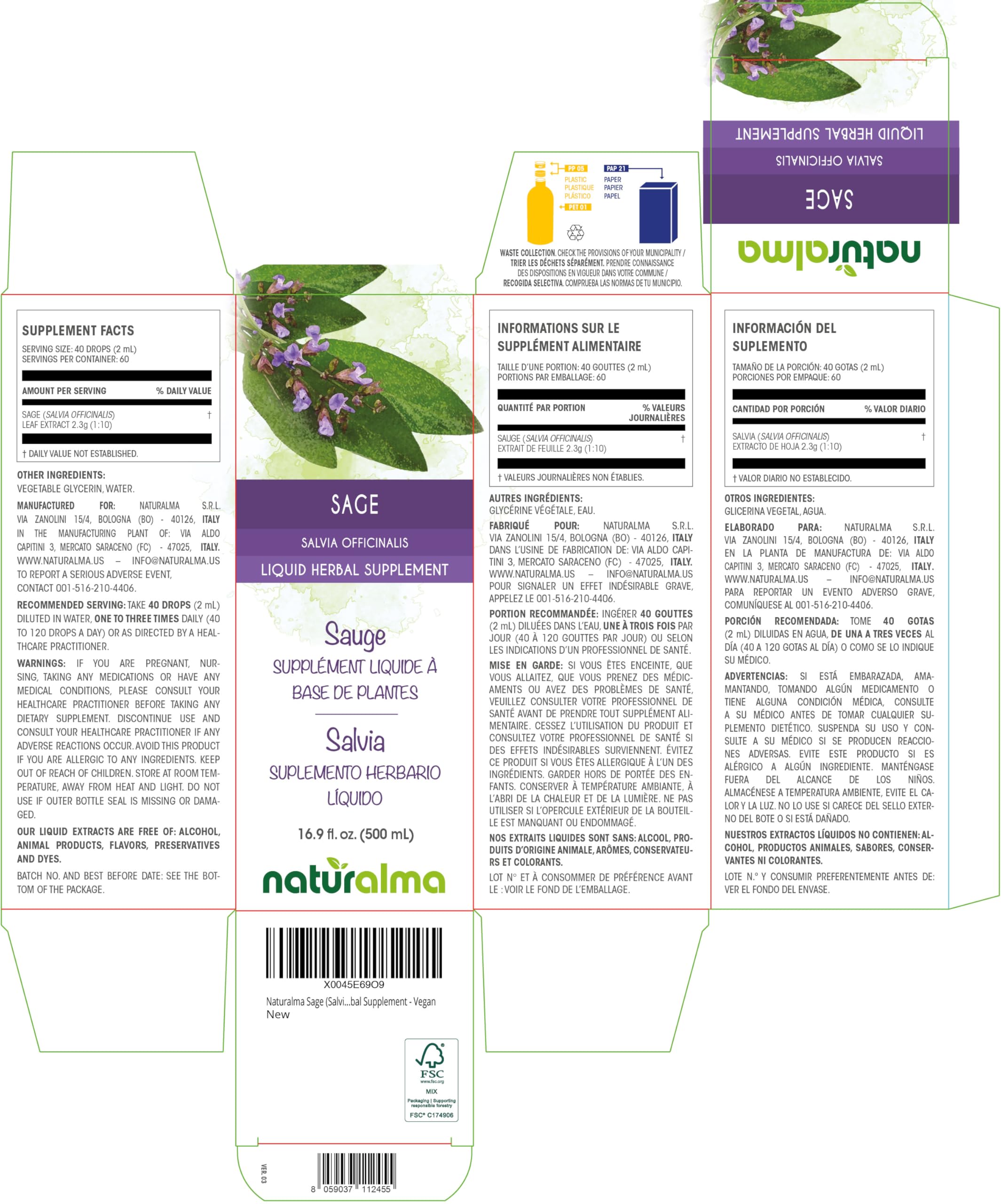 Naturalma Sage tincture drops convenient for daily wellness routine