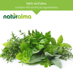 Naturalma vegan symbol on label indicating plant-based supplement