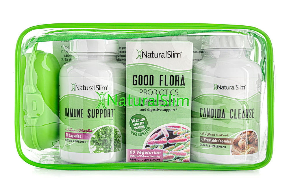 NaturalSlim Candiseptic Kit label close-up shows ingredients and benefits