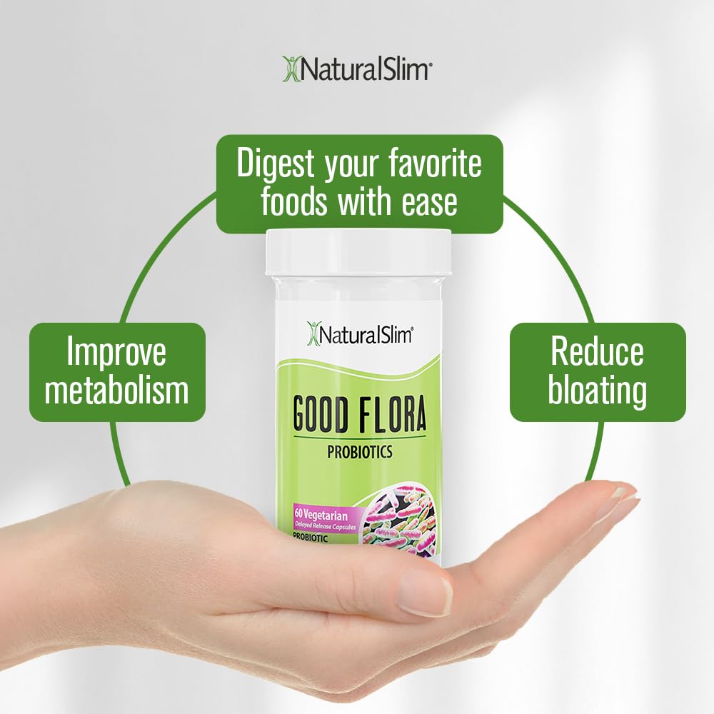 NaturalSlim easy-swallow capsules depicted for gentle daily probiotic use.