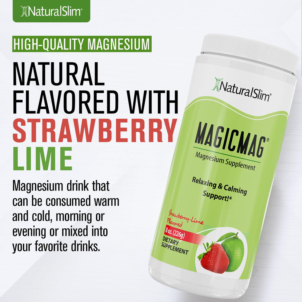 NaturalSlim MagicMag daily-use setup shows a simple magnesium routine.