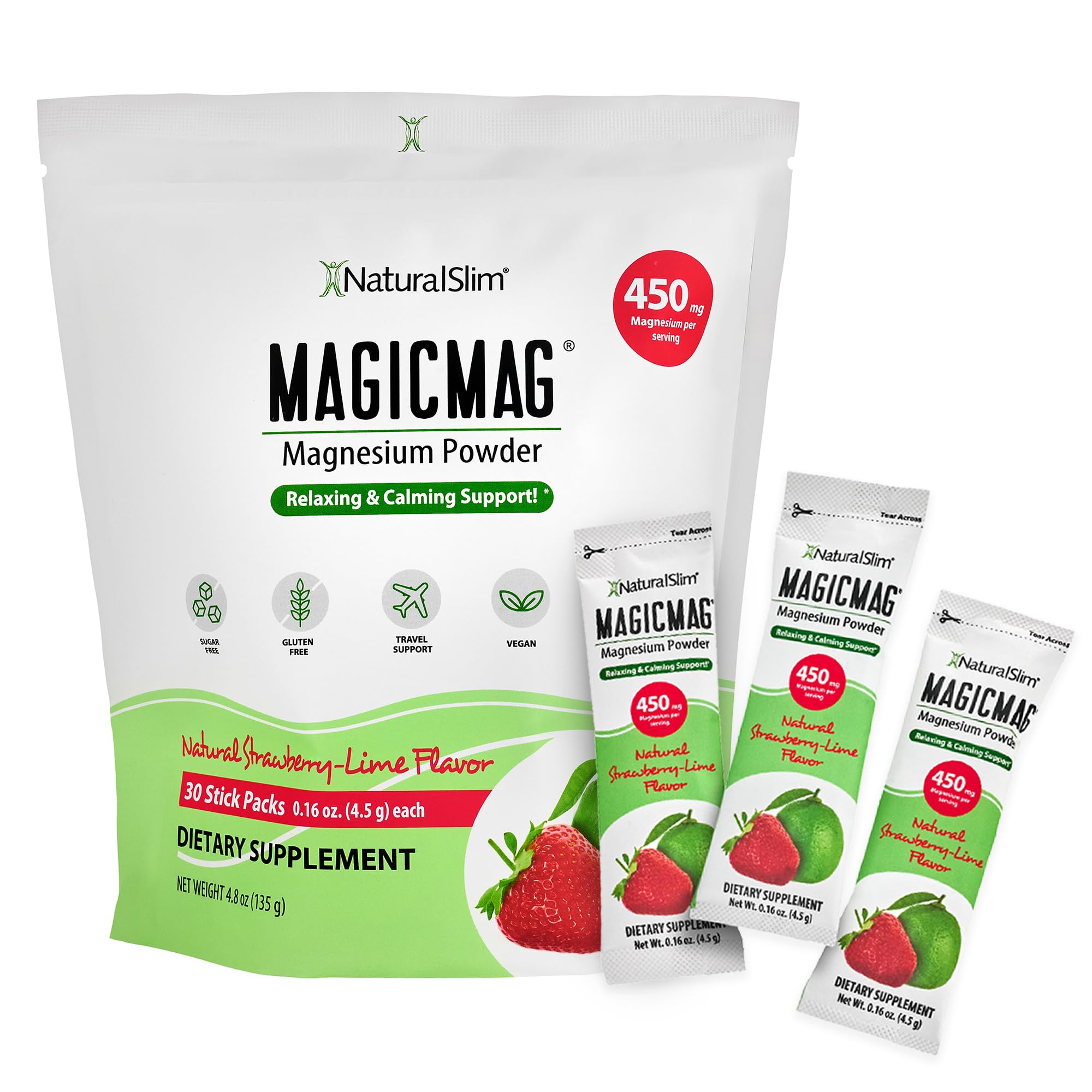NaturalSlim MagicMag package front view showing convenient daily magnesium intake