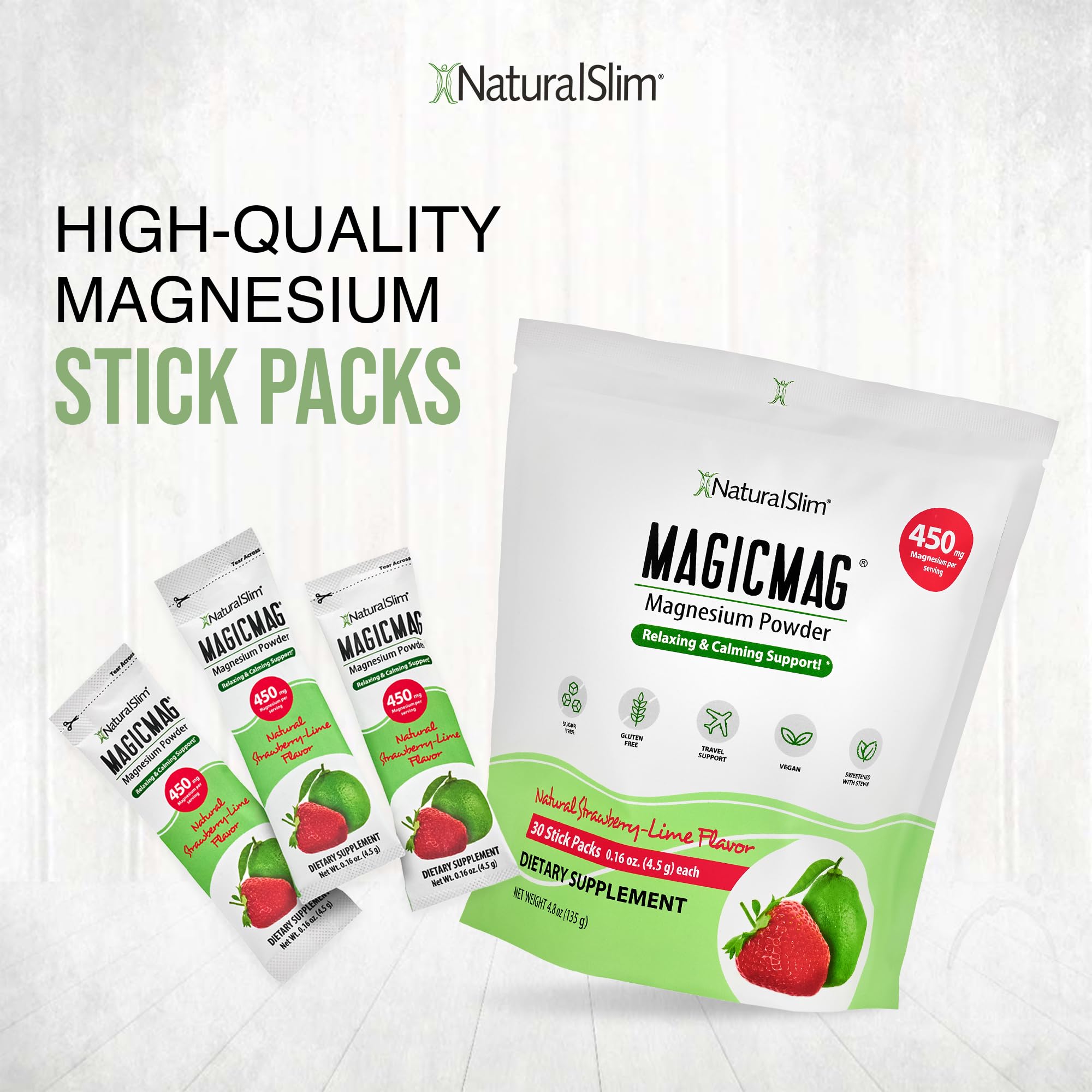 NaturalSlim MagicMag strawberry lime powder dissolving in water for tasty magnesium hydration